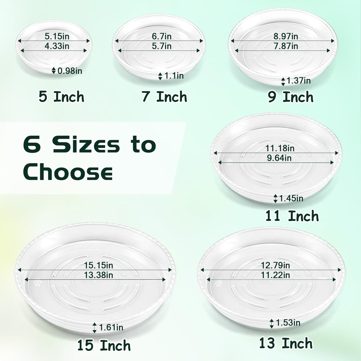 WTXHOP 9-inch clear plant saucer with decorative pebbles for color accents.