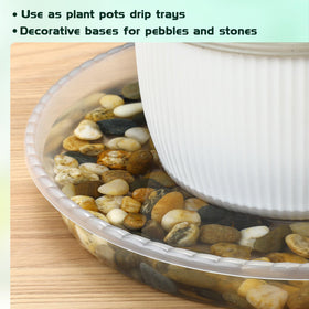 WTXHOP 9-inch clear plant saucer collection ideal for multi-pot setups.