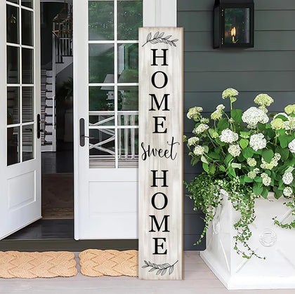 WUAHON Home Sweet Home vertical porch sign in rustic wood, ideal entryway welcome