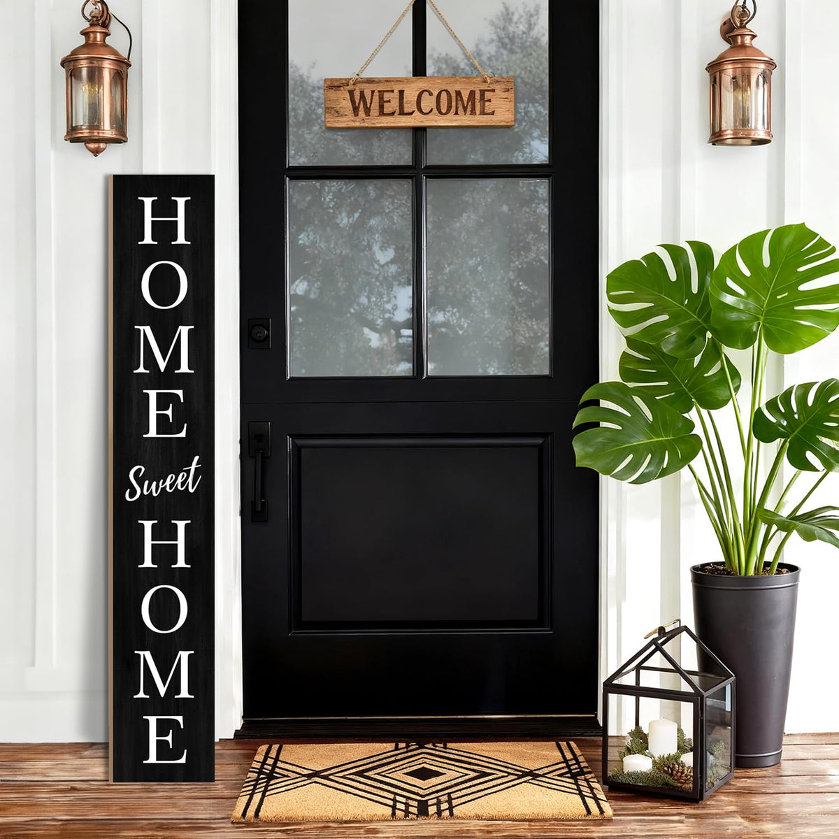 WUAHON wooden welcome sign for outdoor porches adds a warm greeting.