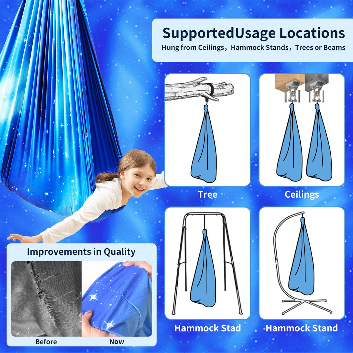 WUBOTIYU 360° swivel hanger enabling multiple swinging directions.