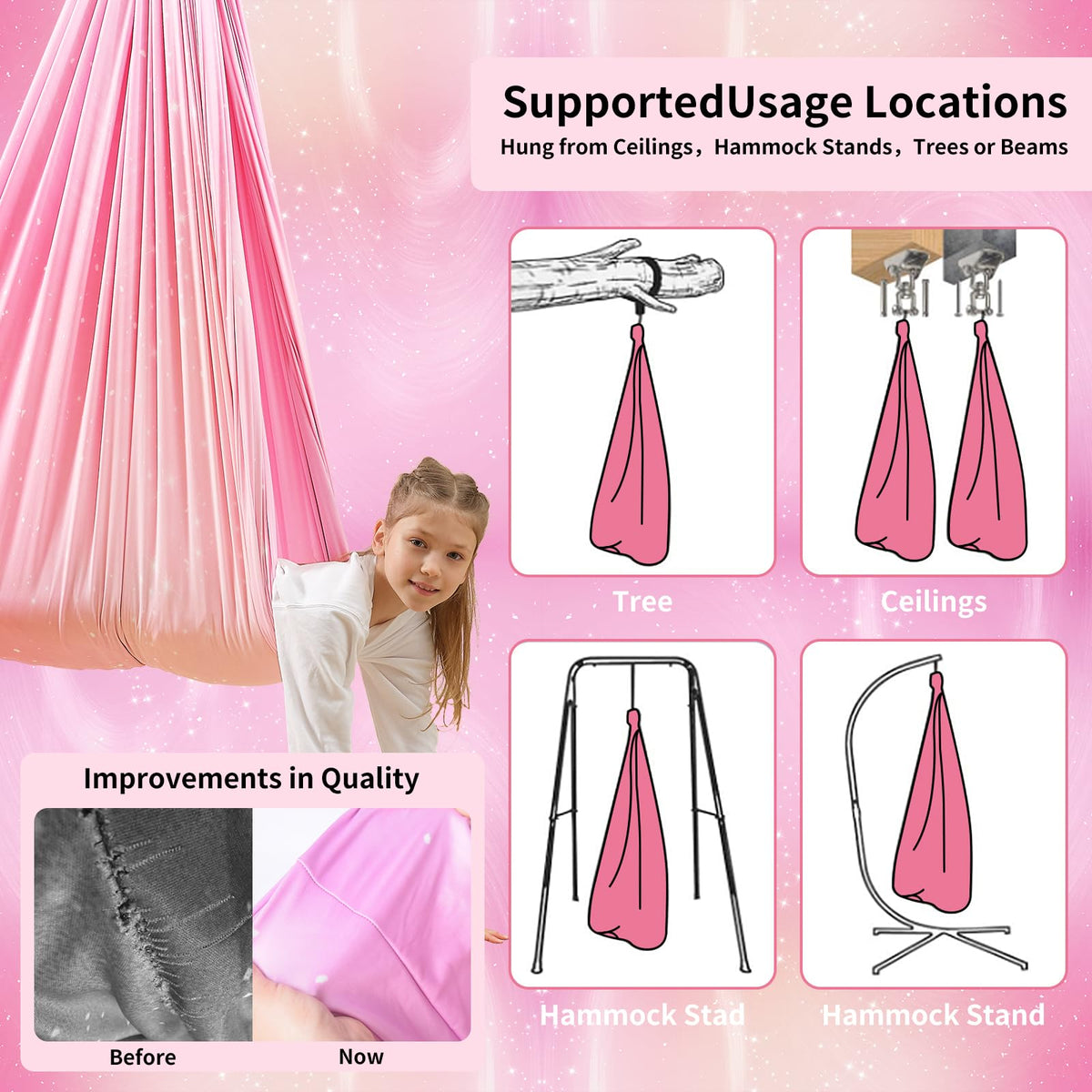 WUBOTIYU 360° swivel hanger enables varied swinging styles.