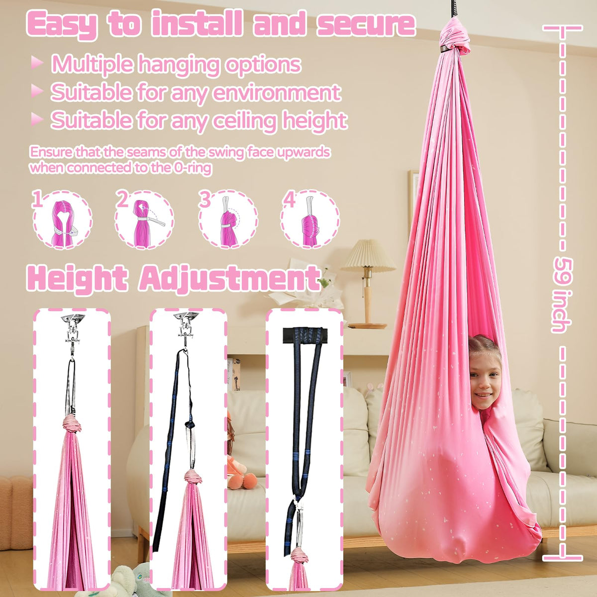 WUBOTIYU swing is machine-washable and slip-resistant.