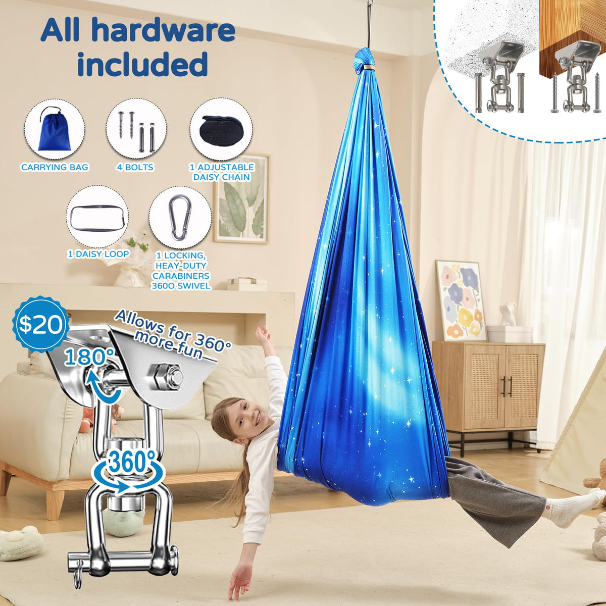 WUBOTIYU swing supports up to 300 lbs for inclusive family fun.