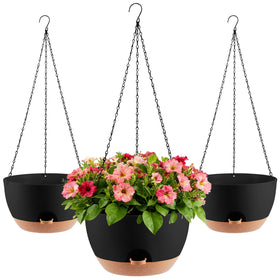 Wuceiauu 3-piece hanging planters with self-watering base for lush, low-maintenance greenery.