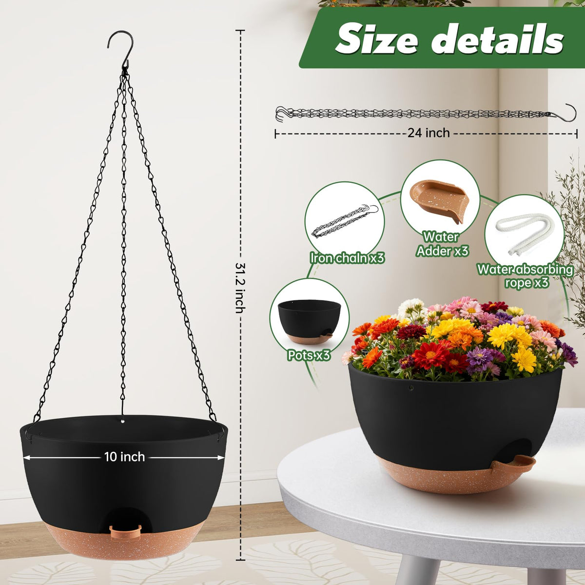 WUCEIAUU drainage holes and tray promote healthy root airflow and prevent waterlogging.