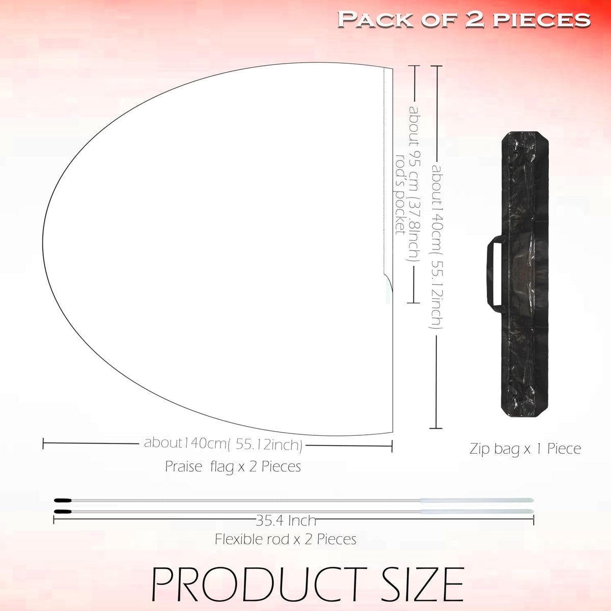 Wuchieal worship flags with flex rods for quick, secure setup