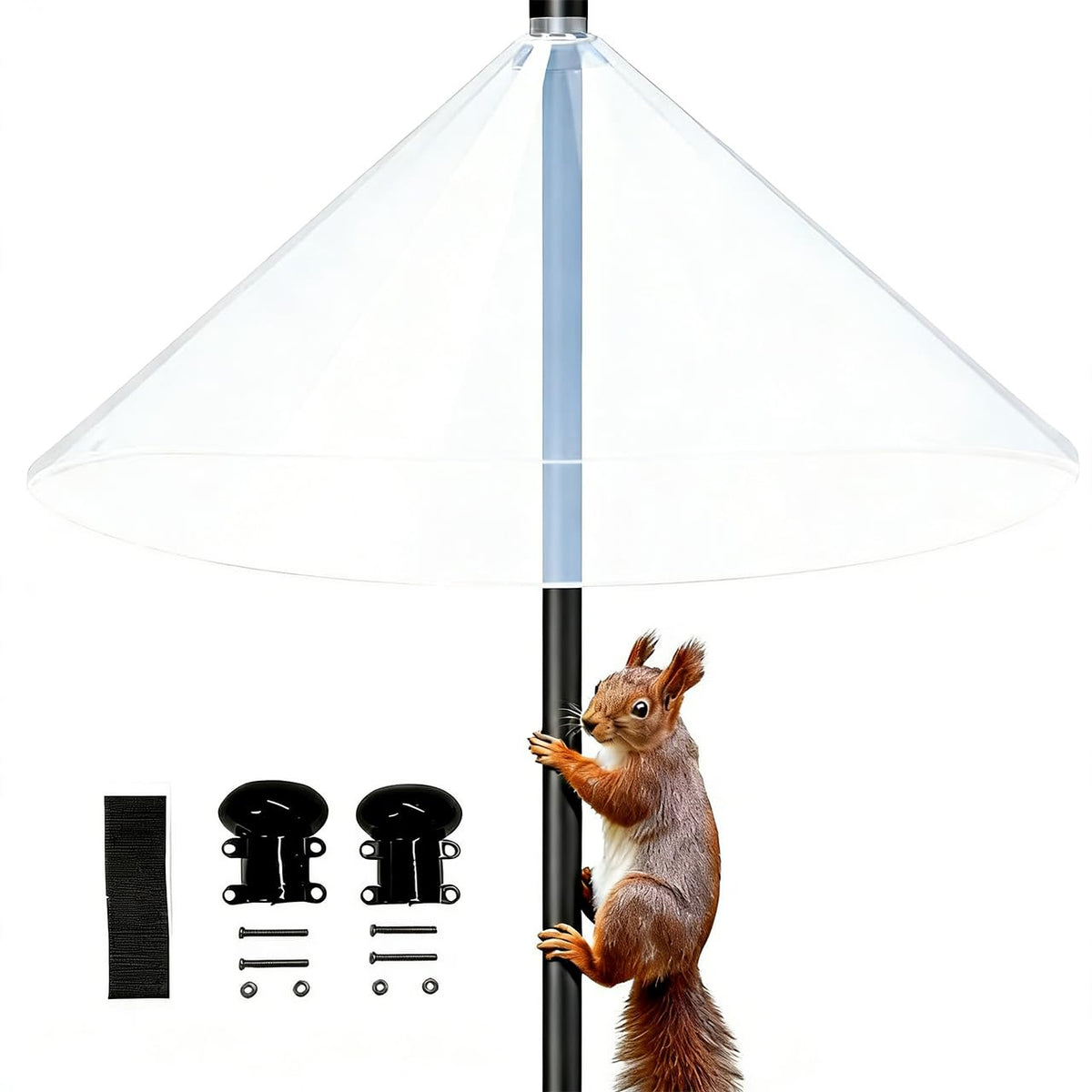 WUCYLKA Squirrel Baffle on pole protects feeders from climbing squirrels