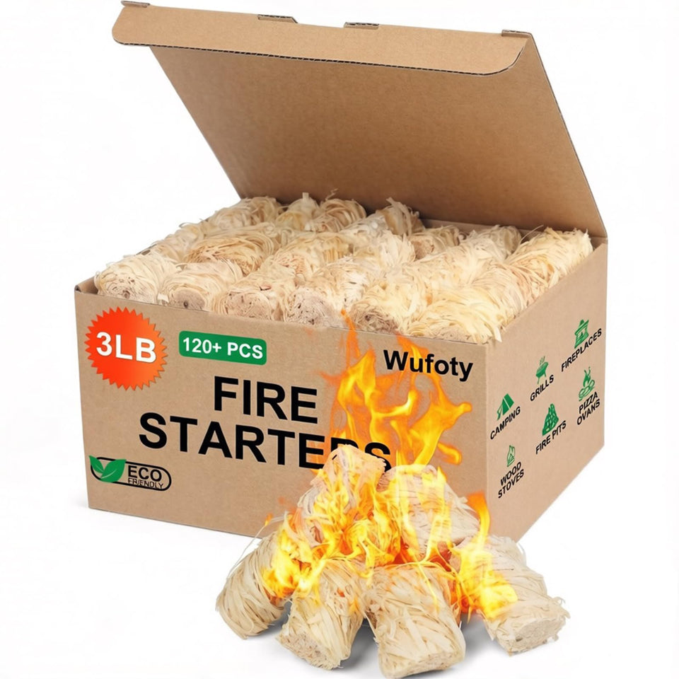 Wufoty 3lbs fire starter front view showing quick ignition capability