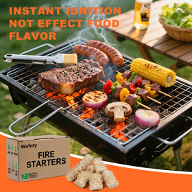 Wufoty fire starter used with wood stove for home heating
