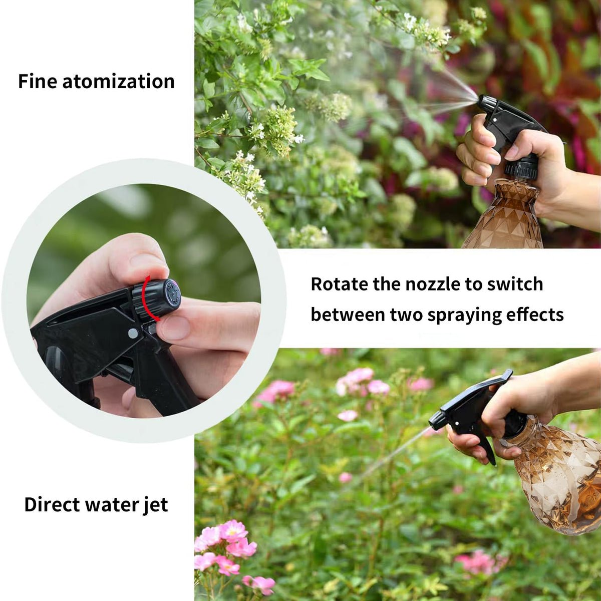 Wugongshan brown spray bottle ergonomic push head for easy dispensing
