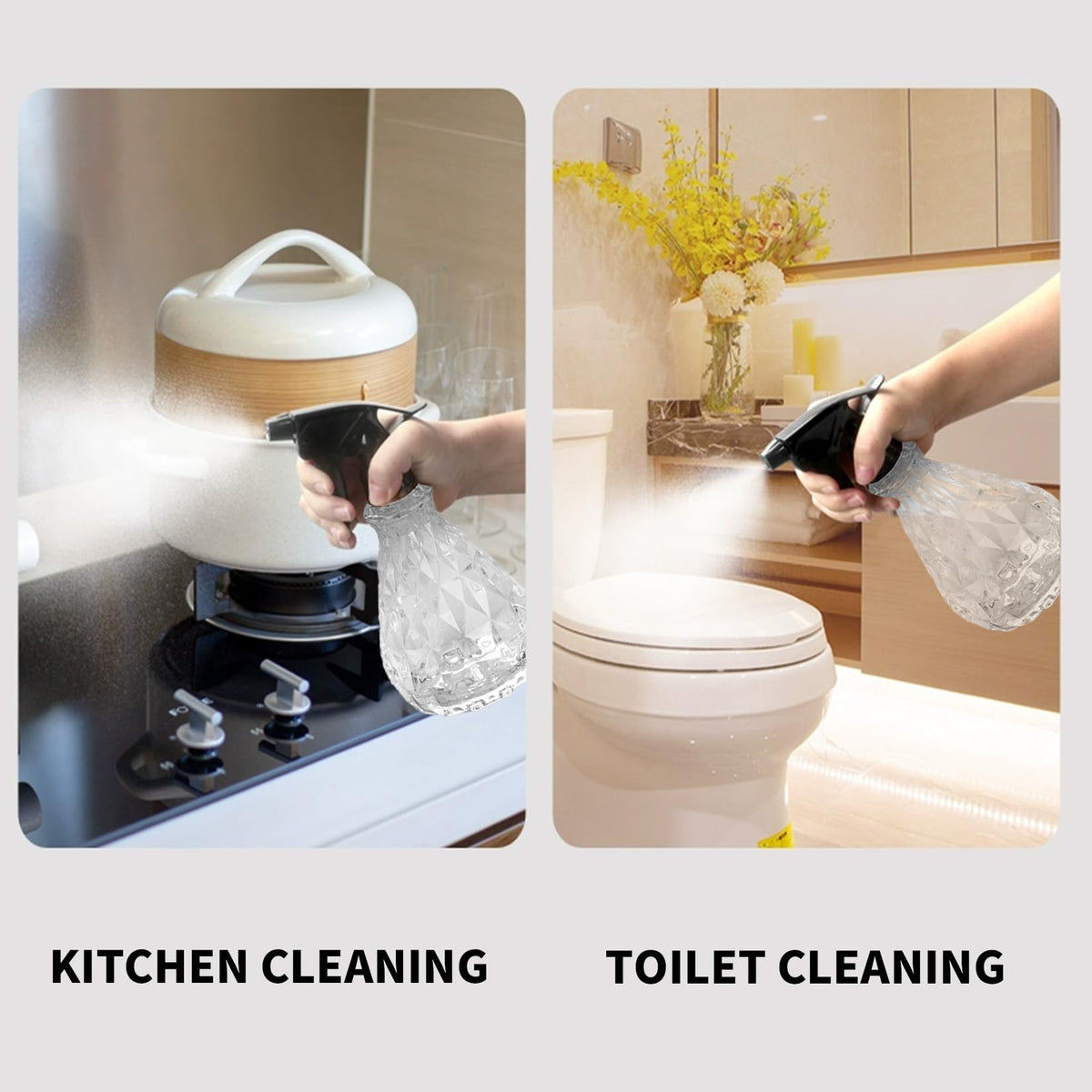Clear bottle suitable for kitchen and cleaning tasks.