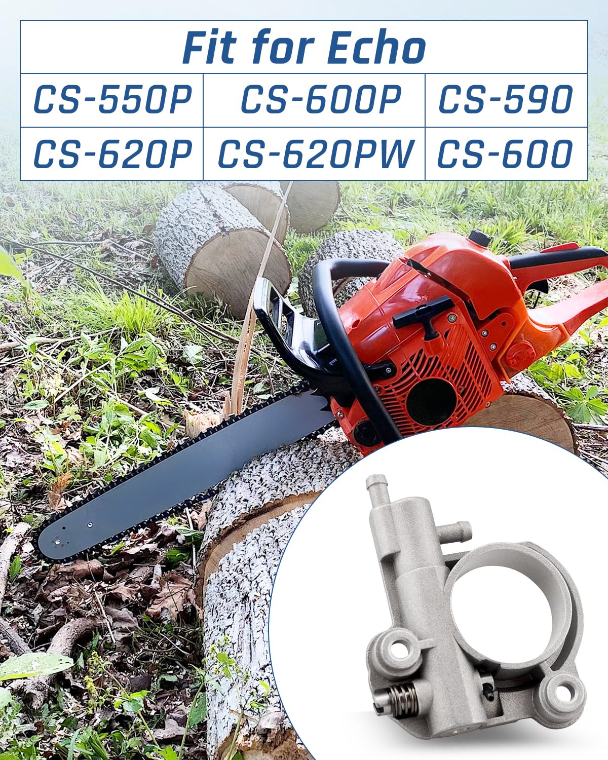 Wujexuhe auto oiler assembly pump for Echo CS-600P maintains chain lubrication under load.