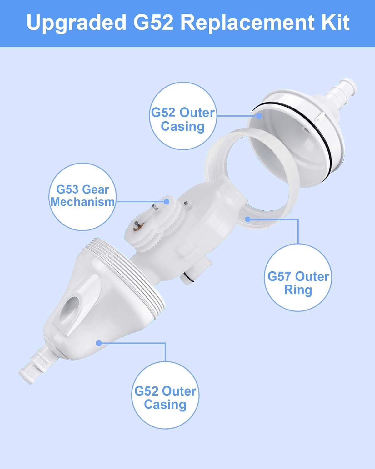 WUKUR G52 backup valve for Polaris 380 reduces wear with crack-resistant housing