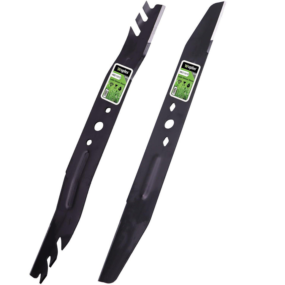 Wuples AB2101D 21-inch mulching blade close-up showing durable edge and finish
