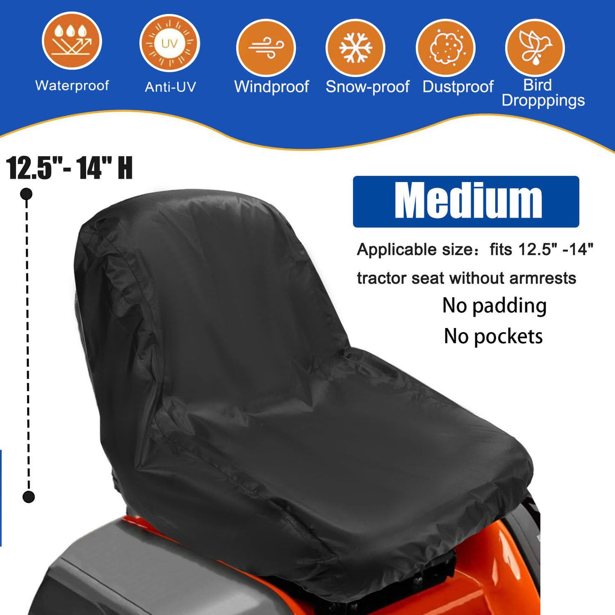 Wuples UV-resistant seat cover shields mower seats from sun exposure