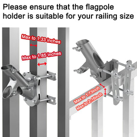 wuutyty bracket at 90 degrees supports upright flag display.