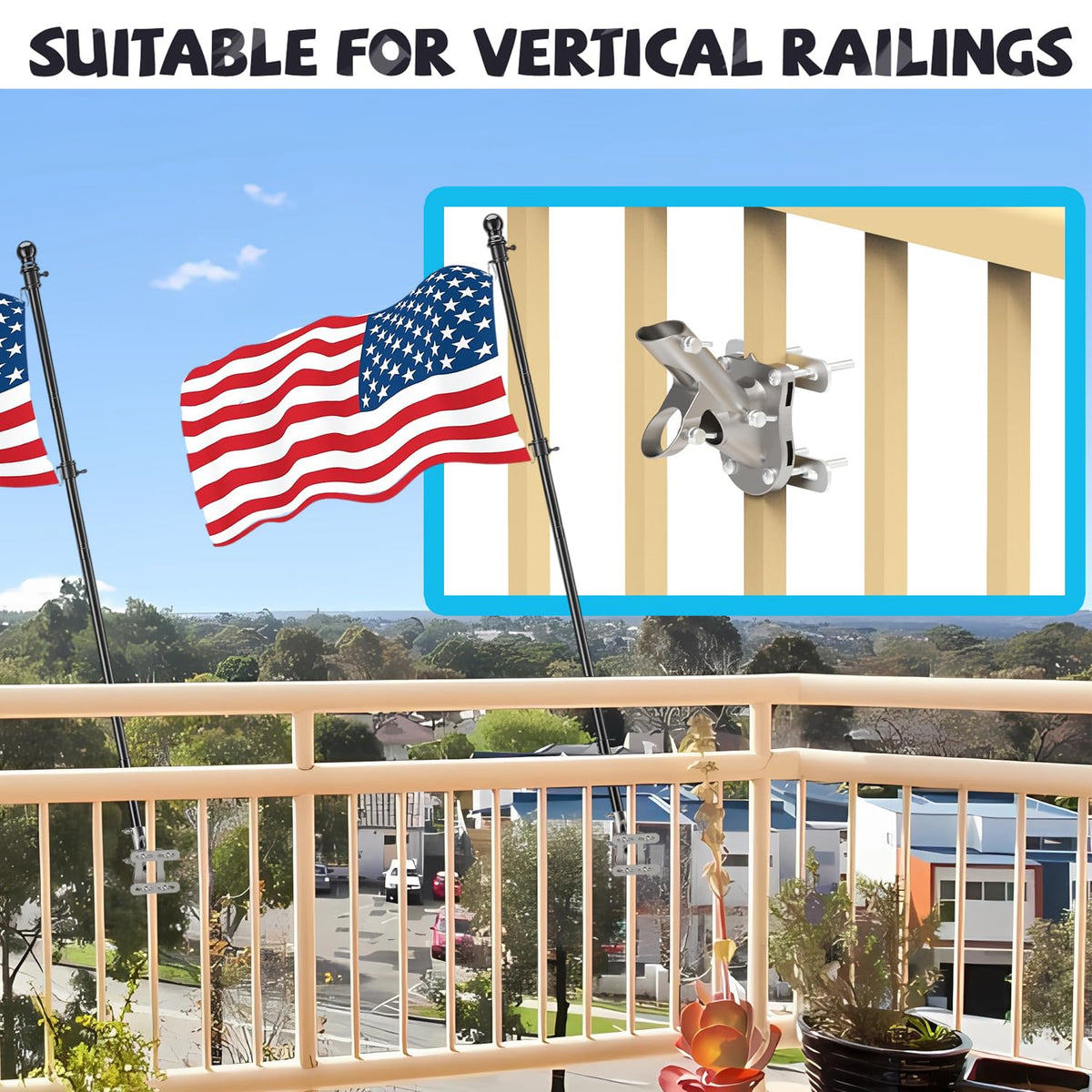 wuutyty wall-mount bracket for flagpole, quick install with screws.