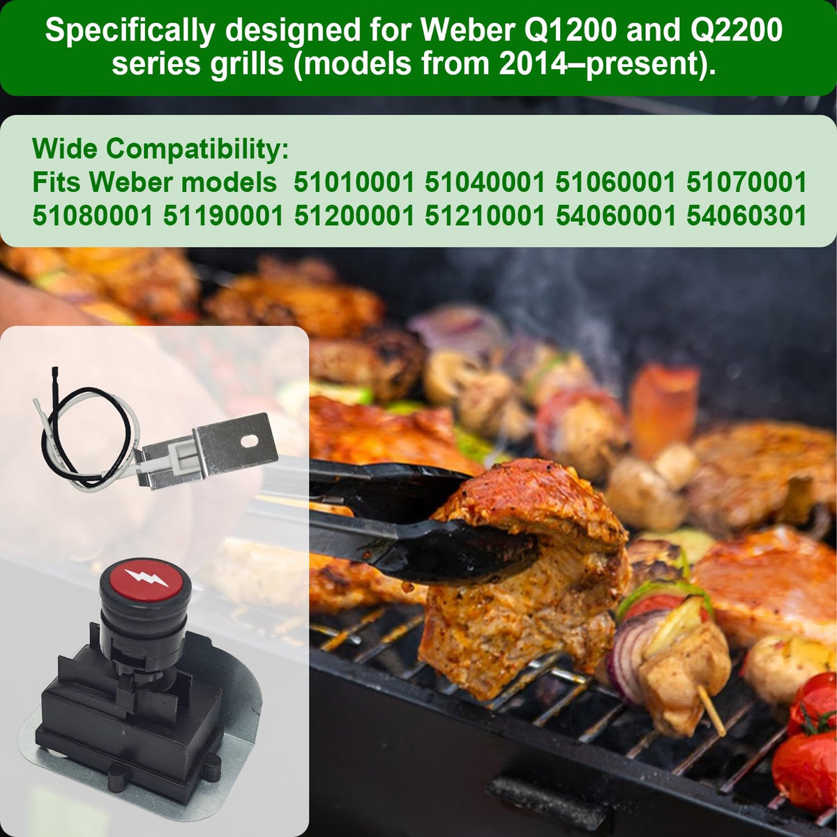 WUVYFWN complete ignition kit compatible with Weber Q1200/Q2200