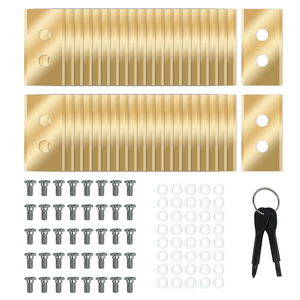 WUWENKK blades showing universal compatibility with Mammotion Luba and Yuka mowers, ready for use