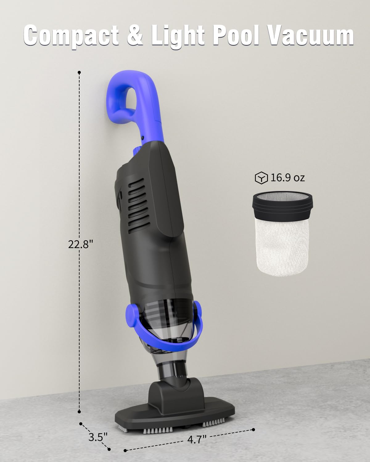 wuwo Little Shark pool vacuum provides 18 gal/min flow for efficient debris removal