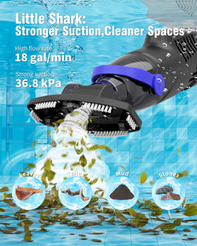 wuwo Little Shark pool vacuum runs on a 5000mAh battery for longer cordless cleaning