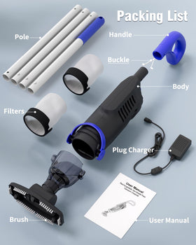 wuwo Little Shark pool vacuum includes dual filter bags for sand and leaves