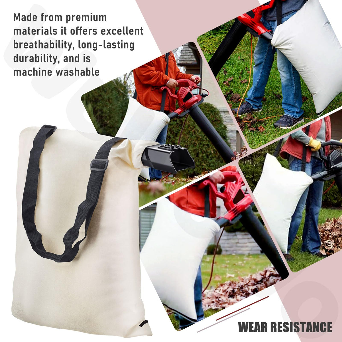WuWoWo adjustable shoulder strap for comfortable yard cleanup