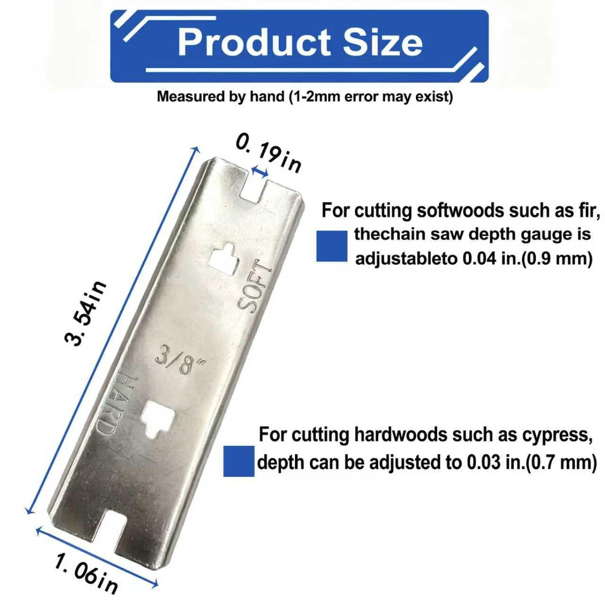 WUYIZHEHAO depth gauge for 3/8-pitch chains supports accurate filing