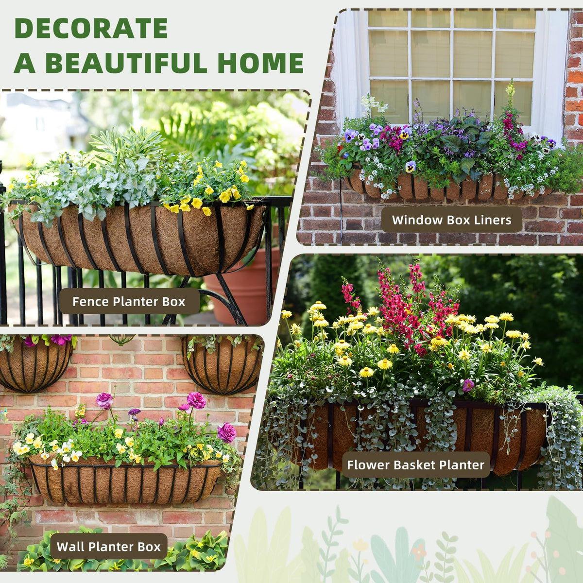 Wuyusile deck fence plant basket liner demonstrates easy shaping for secure fit.