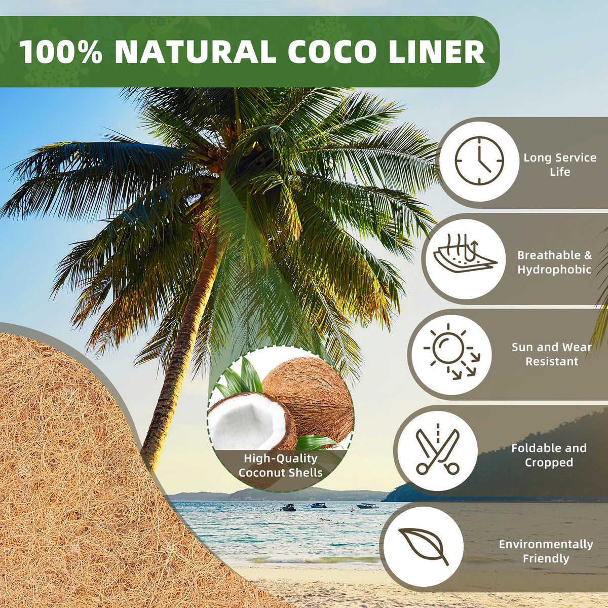 Wuyusile railing planter features eco-friendly coconut fiber for garden accents.