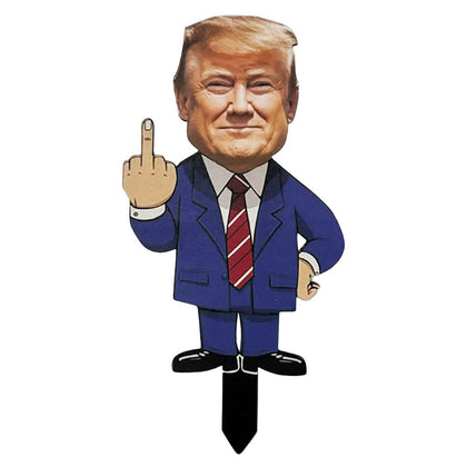 WVT Trump yard sign with bold middle finger design for outdoor humor.