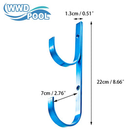 WWD POOL aluminum pole hanger close-up highlights bracket dimensions and durability