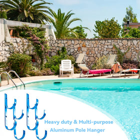 WWD POOL aluminum pole hanger multi-use holds poles, rakes, nets, hoses neatly