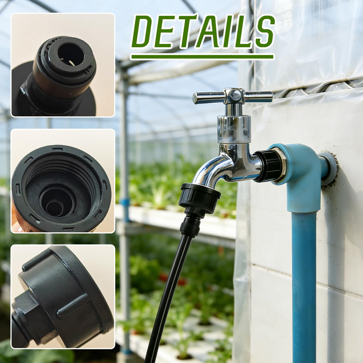 WXNTLDOH faucet-to-1-4 tubing adapter ready for flexible drip layouts