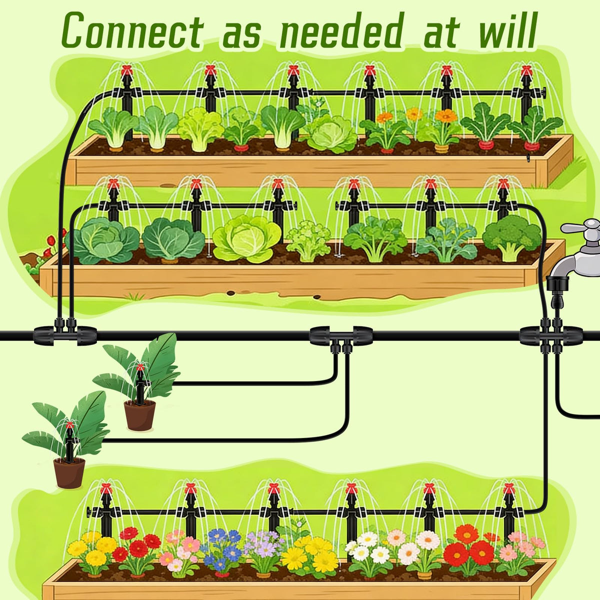 WXNTLDOH outdoor irrigation assembly adapts to gardens lawns or greenhouses