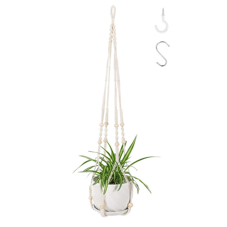 WXS-CHALL 43-inch ivory macrame hanger elevates space-saving decor