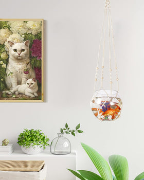 WXS-CHALL easy-installation macrame hanger with four cords