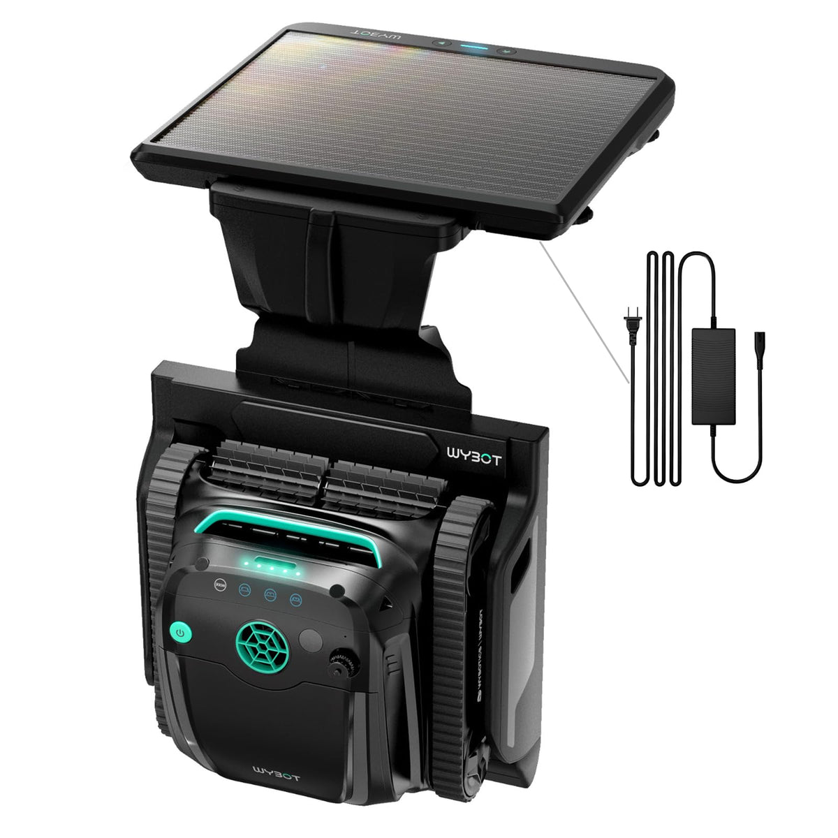 WYBOT S2 front view of solar cordless pool cleaner for efficient pool cleaning