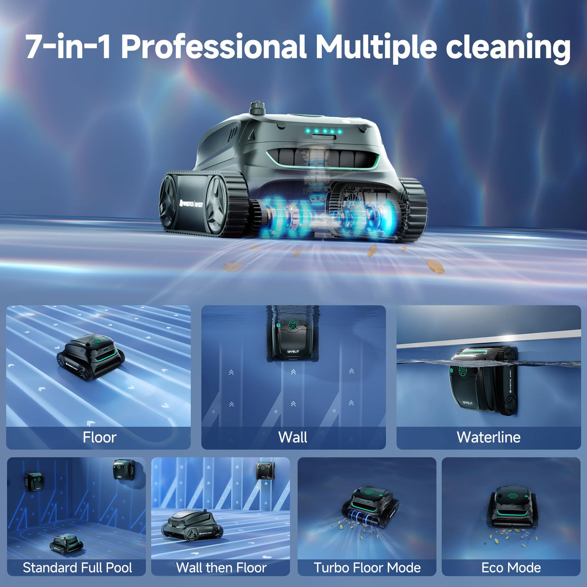 Multiple cleaning modes for floors, walls, and waterlines
