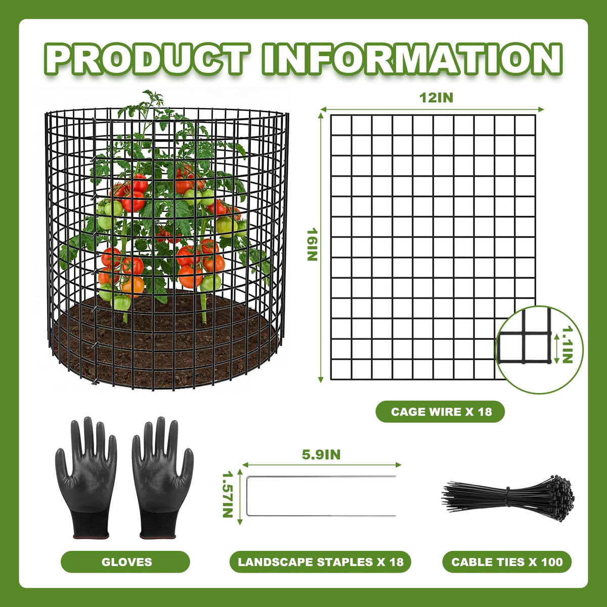 Wyegey garden pins and ties secure cages in soil for stability