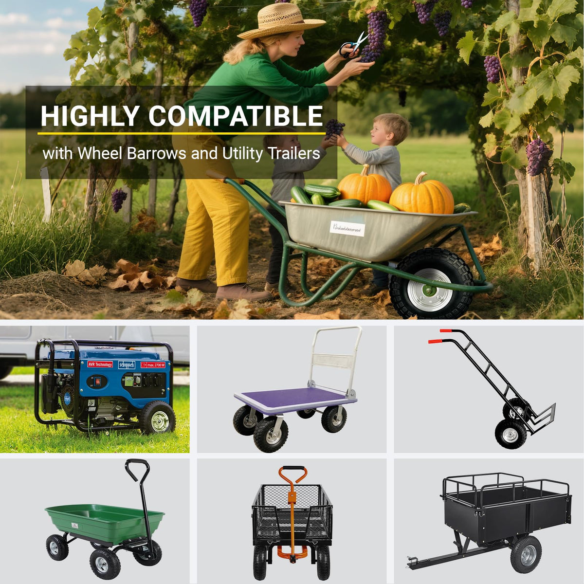 WYERSEA universal compatibility for hand trucks, dollies, trailers and more