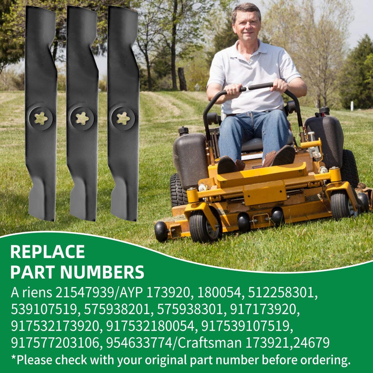 Wyevee 173920 3-pack ready for season-long mowing tasks.