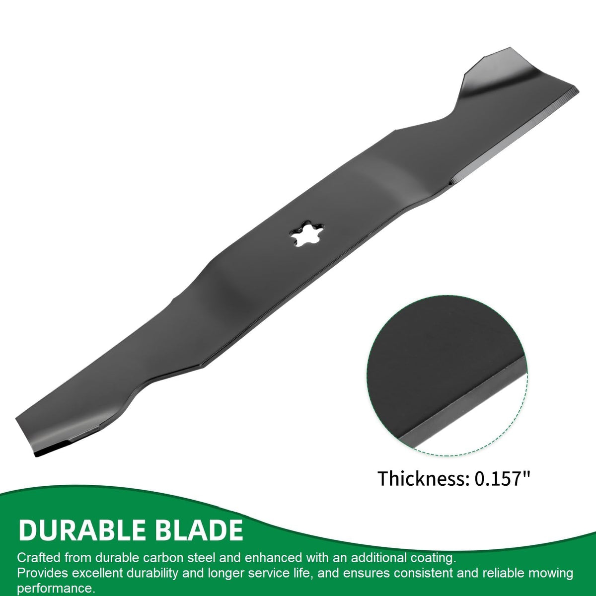 Detail of Wyevee blade coating indicating rust resistance and longevity