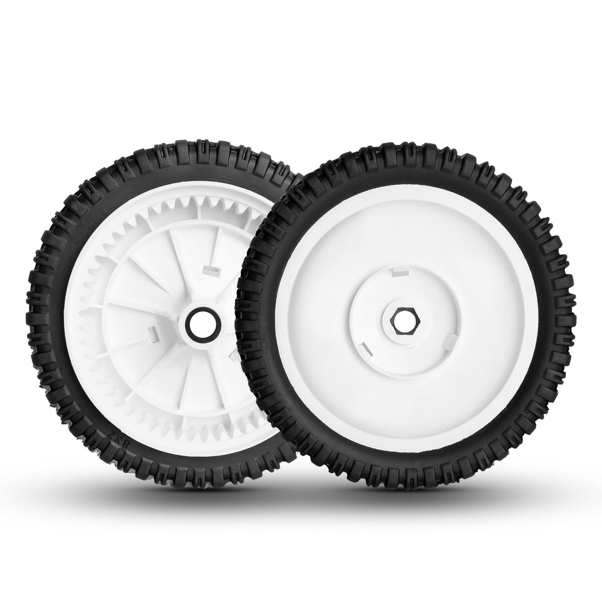 Wyevee front drive wheel, 8-inch diameter with 53 teeth for enhanced traction.