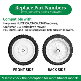 Wyevee hub cap included with front drive wheel for quick installation.