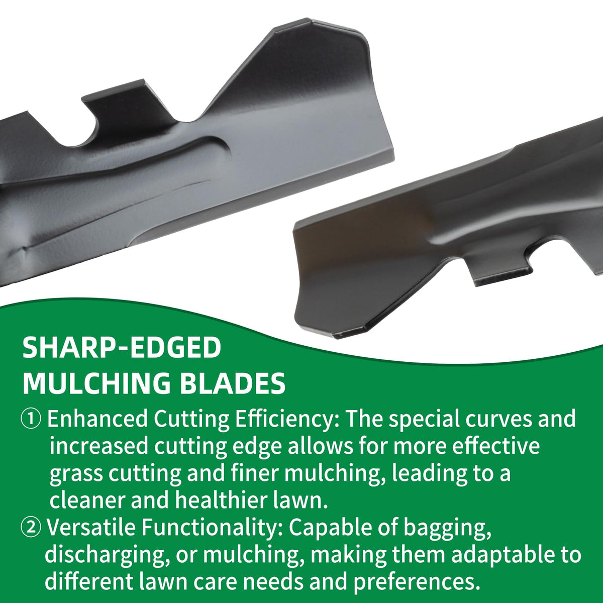 Wyevee heavy-duty 742-05620 blade for tougher grass and even mulch distribution.
