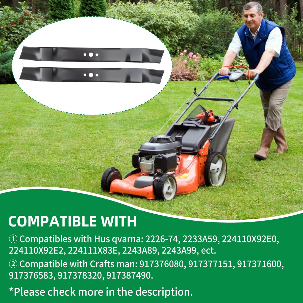 Wyevee blades mulching-action produces finer lawn clippings