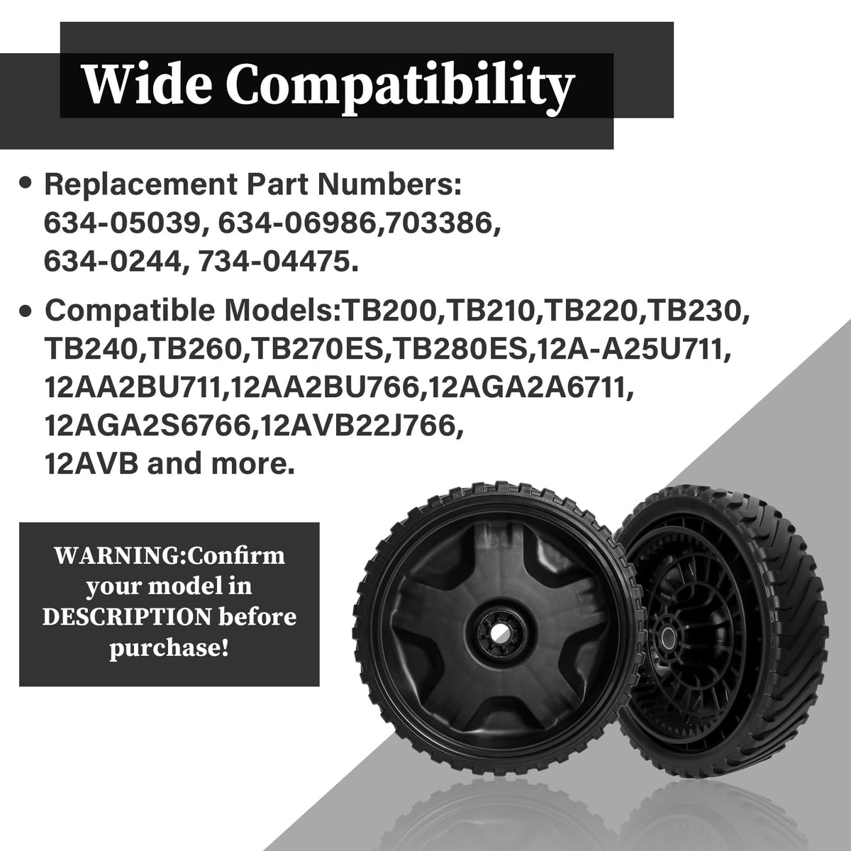 Wyevee mower wheel with robust internal gear for steady power transfer.