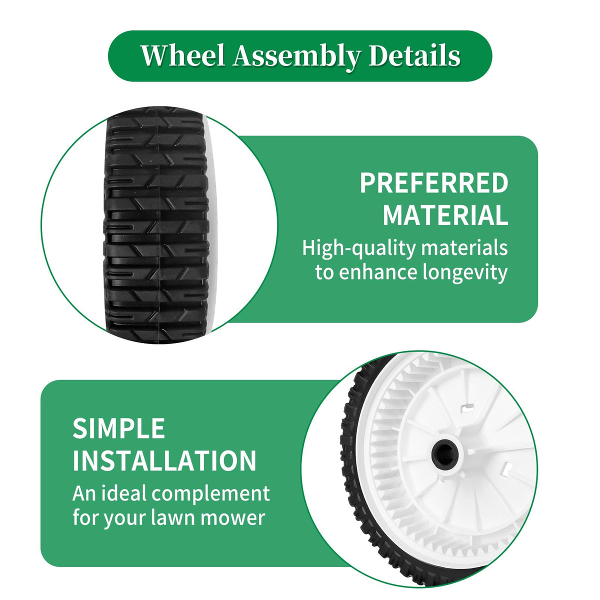 Wyevee two-pack front drive wheels for easy replacements.